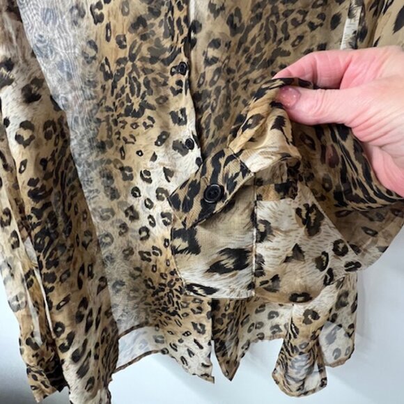 Maggie Barnes Womens Button-Down Semi-Sheer Tunic Animal Print Size 26W - Picture 4 of 7